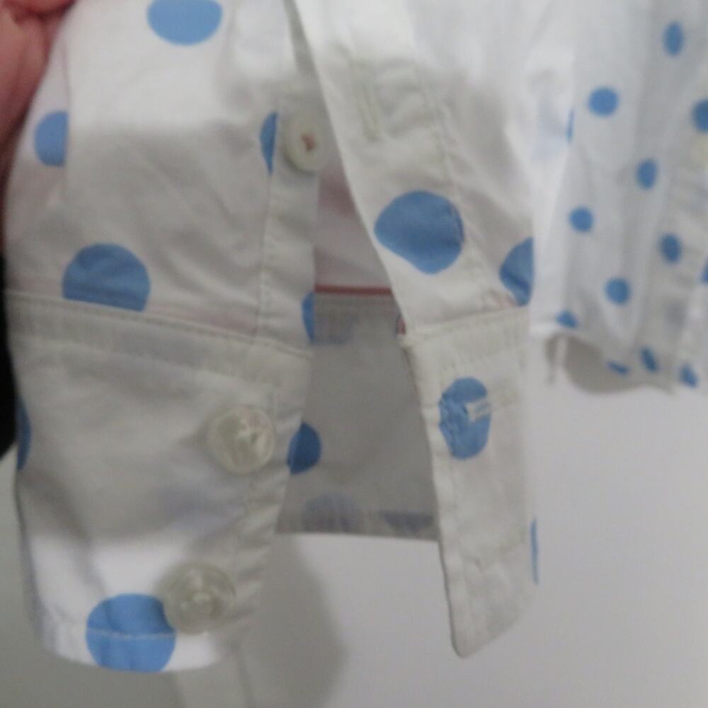 Boden Women Sz 10 White Blue Polka Dot Classic Shirt Long Sleeve Button Down - Picture 6 of 8